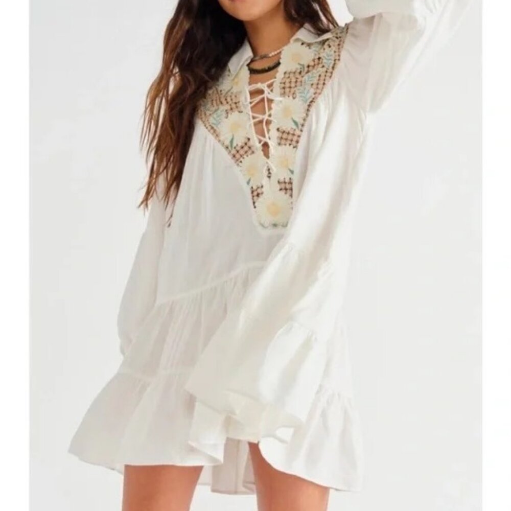 Free People Chain Of Daisies Tunic Ivory Combo Small ( S ) NWT
